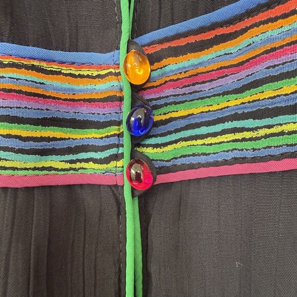 Vtg PLATINUM DOROTHY SCHOELEN Jacket Medium Black Folk Art Boho Oversized USA - Picture 5 of 13